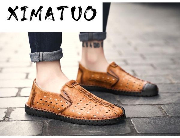 

summercomfortable men casual shoes loafers men shoes quality split leather flats moccasins plus size 38-46, Black