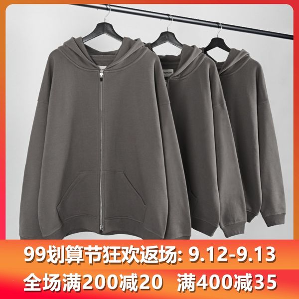 

fashion flow fear of god season 6 god gray zip-up jacket lisa celebrity inspired hooded sweater men fog high street fashion, White;black