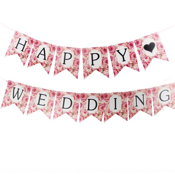 

happy wedding letter pull flag fish tail flag wedding party decorative banner pull flower q031 bfsrl