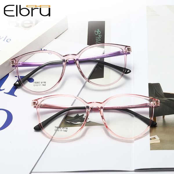 

elbru optical ultralight round glasses frame tr90 men and women brand designer presbyopic optical frames oculo, Black