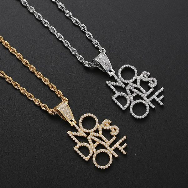 

chains micro pave cz alphabet letters pendants women bling necklace men rock jewelry cn226, Silver