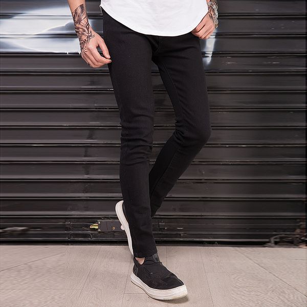 

2020 knees tight black jeans ripped jeans elastic boy small men's cultivate morality, Blue