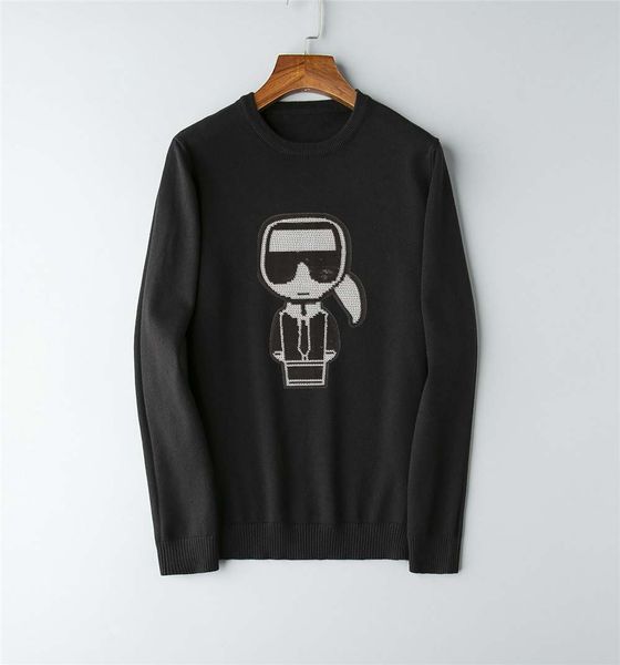 

2020 autumn and winter animated portrait pattern warm sweater men's pullover brand men's sweater slim pullover men's sweater, White;black