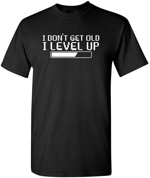 

novelty men's t-shirts i don't get older, i level up gaming gamer cool tshirt graphic t shirt black white