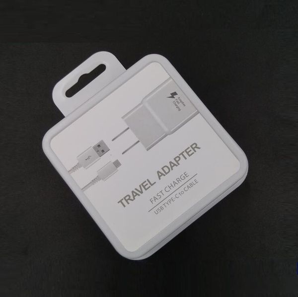 

2 in 1 us eu plug fast adaptive charger and type c cable white black color with retail packaging for samsung galaxy s8 s8 plus moto z c9 pro