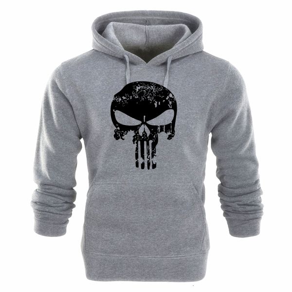

punishers printed fleece pullover hoodies men/women casual hooded streetwear sweatshirts skull harajuku male fashion sportswear, Black