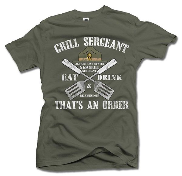 

2019 funny grill sergeant bbq t-shirt men's tee tees