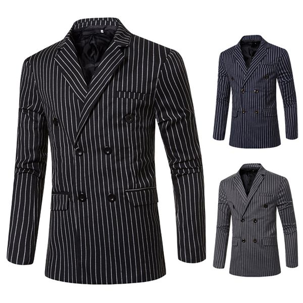 

striped lapel neck mens jackets loose slim long sleeve men designer coats casual high street outerwear, Black;brown