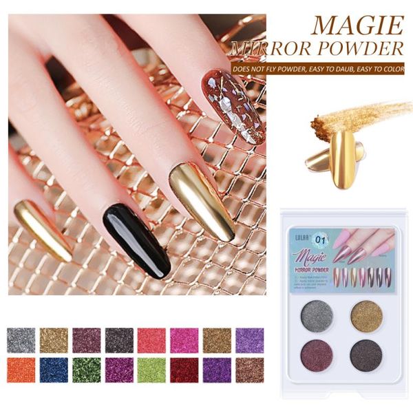 

nail art kits 1pc lulaa symphony mermaid mirror powder solid 4 color aurora laser set