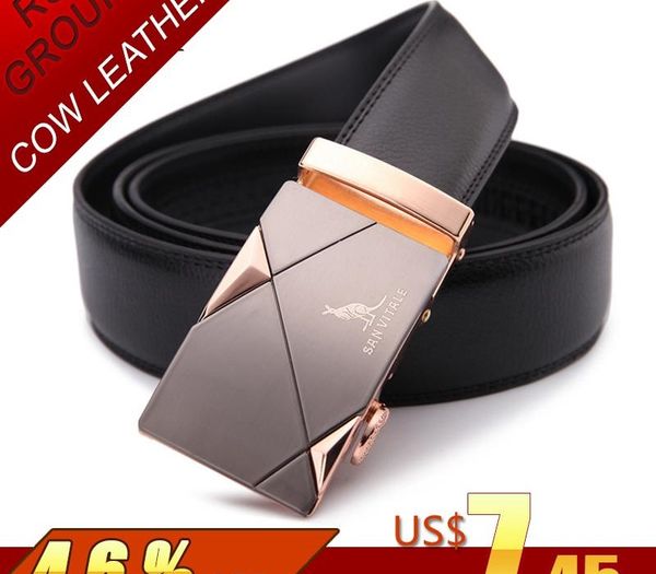 

2017 men's belt fashion 100% genuine leather mens belts for men metal automatic buckles strap male for jeans cowboy, Black;brown
