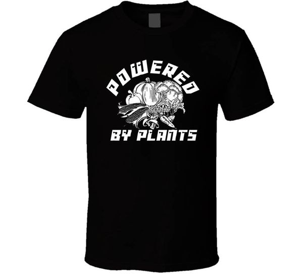 

powered by растения мужских рубашек смешных черный белый tshirt мужской бесплатная доставка вскользь футболочка