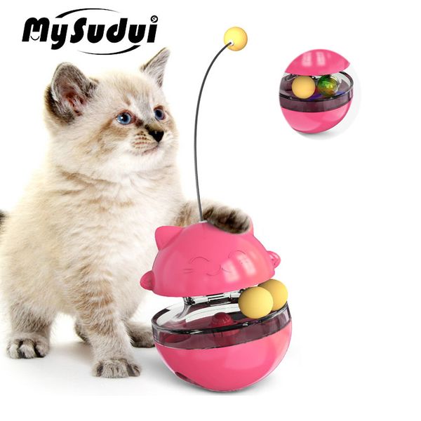

mysudui 3 in 1 cat toy ball track treat dispenser interactive funny cat teaser stick puppy slow feed training iq toys