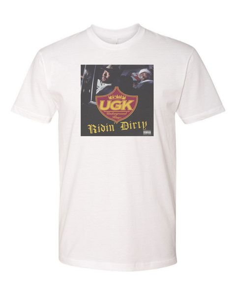 

ugk riding dirty custom mens t-shirt next level soft tee-white colorful tee shirt