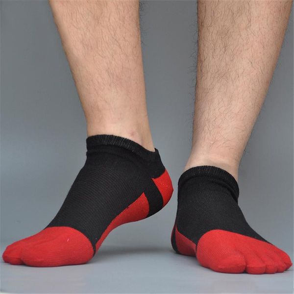

men's socks 2021 casual compression sports soft fashion five finger toe ankle spring meias novelty running, Black
