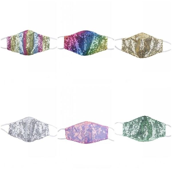 

multi colour mascarilla dustproof cotton respirator sequin face mask illusion breathe summer party ornament protective equipment 4 3wr d2