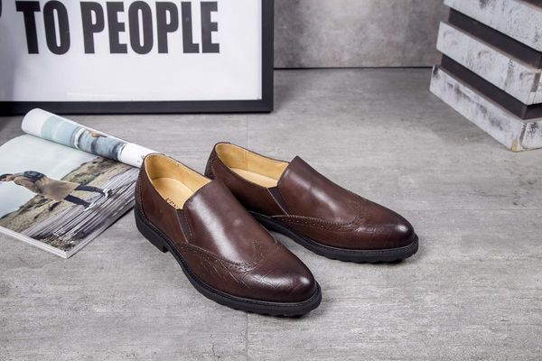 

men's leather shoes business formal wear leather shoes men's oxfords genuine zapatos cow pointed toe solid, Black