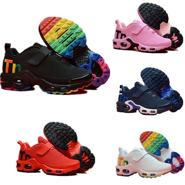 

toddler mesh mercurial plus tn ultra se gs running shoes kids luxury designers hyper crimson athletic baby boy sports sneakers 28-35, Black