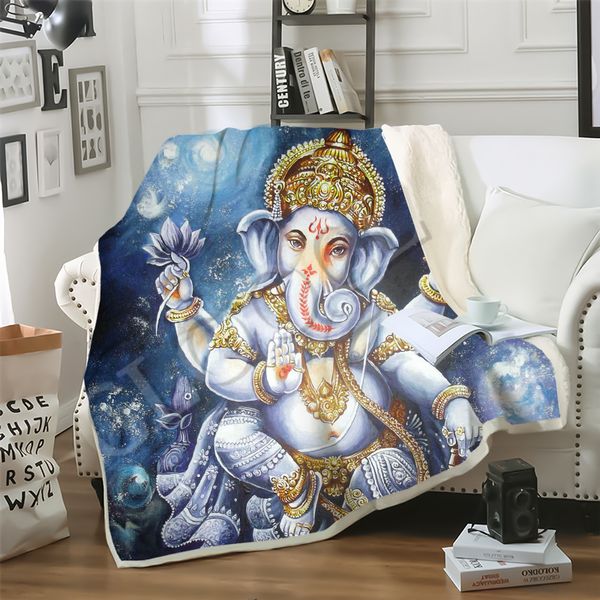 

cloocl factory wholesale 2020 new ganesha blanket 3d print double layer casual sofa youth bedding throw autumn and winter fashion blankets