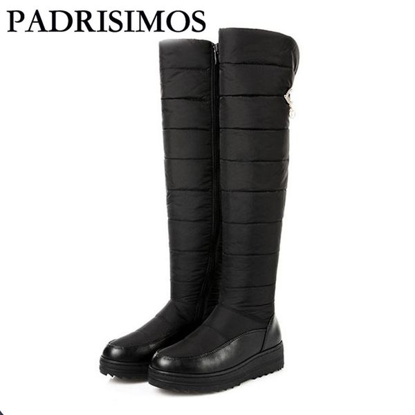 

padrisimos 2020 winter women over knee high down snow boots 51cm casual boots wedge zipper mother high woman hx-89, Black