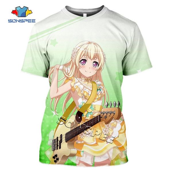 

anime cute girl bang dream summer 3d print shirts hippie harajuku comics men clothing