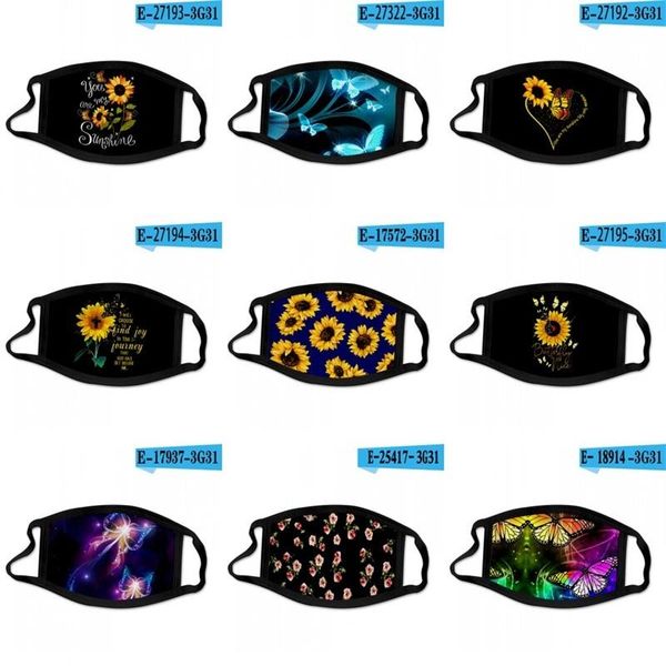 

sunflower butterfly reusable face mask windbreak anti haze dustproof 3d mascarilla washable printed ice silk fabric facemask 2 2mle b2