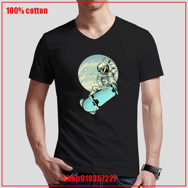 

funny spaceboarding skateboard men v-neck print new male tshirt cotton casual shirt for tee girl hipster latest drop ship