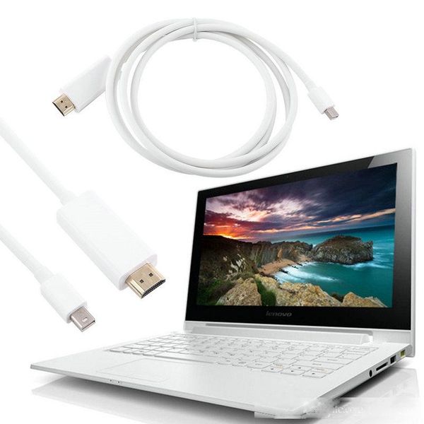 

vife new mini displayport dp to hdmi adapter av converter cable 1.8m or 5m for apple mac macbook white cable