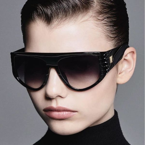 

AOZE2020 new fashion legal female shield Gradient style sunglasses skin snake decoration brand design sunglasses sunglassesUV400, White;black