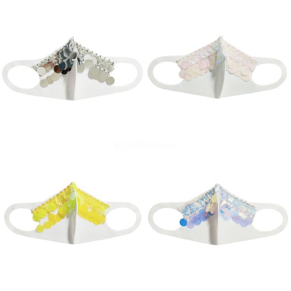 

fashion bling mask washablemasks face shield sequins shiny face cover mount masks anti-dust shield eea1806#549, Black