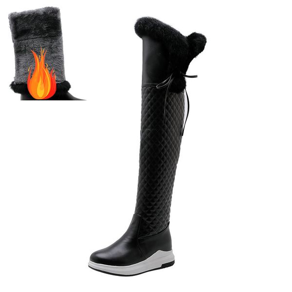 

2020 new keep warm snow boots for women platform party wedding shoes woman thigh high boots thick fur over the knee, Black