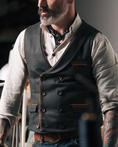 

men's vests retro men suit victorian punk mens waistcoat gentleman wedding slim fit gilet double breasted british style jacket, Black;white