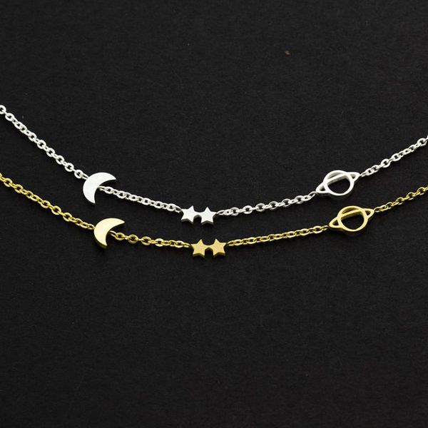 

2020 personality star bracelet star bracelet moon charm woman stainless steel jewelry gold birthday gift, Black