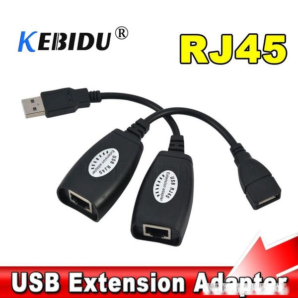 

omputer cables & connectors kebidu usb 2.0 extension extender adapter male & female up to 150ft using cat5/cat5e/6 rj45 lan network ether