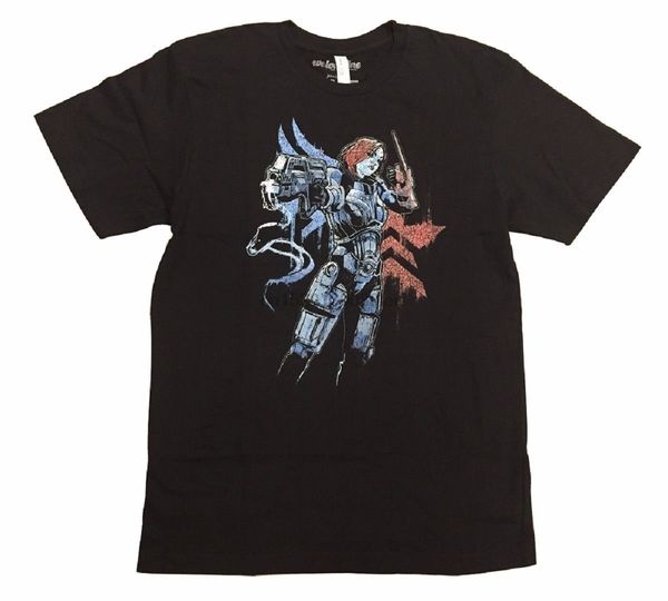 

mass effect shepard fight pose premium licensed t shirt summer man t shirt tees new o neck tee shirts
