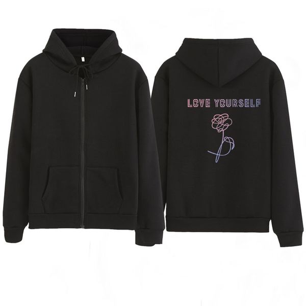 

2020 spotify zip hoodie юнг köök hoodies 97 толстовка любовь себя tear люблю тебя hoody harajuku kpop zip толстовку, Black