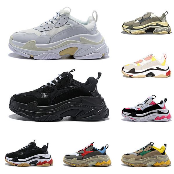 

2018 fashion paris 17fw triple-s sneaker triple s casual luxury dad shoes for men's women beige sports tennis designer running shoe 36, Black