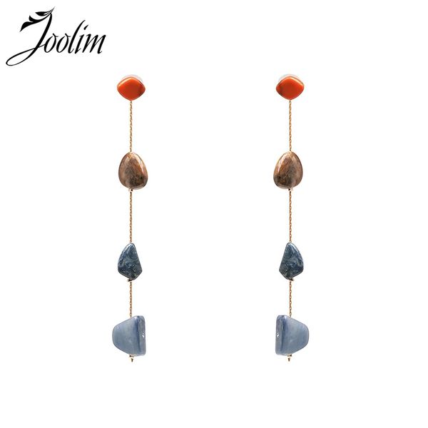 

joolim natural stone drop earring long earring, Silver