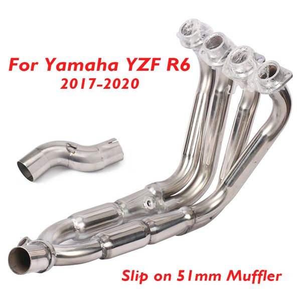 

motorcycle exhaust system front header link tube stainless steel connector link pipe for yzf r6 2020 2020