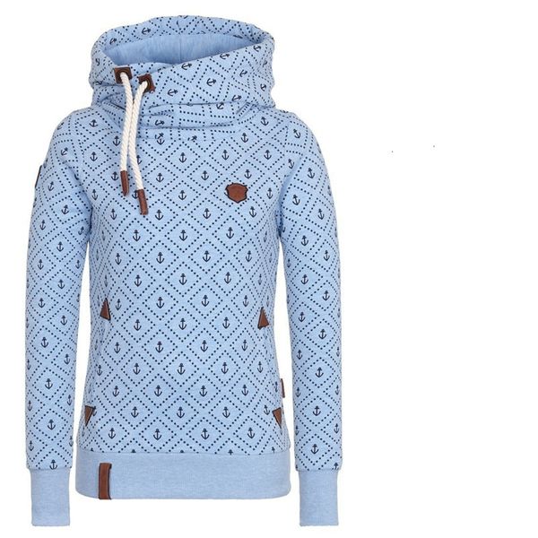 

autumn irregular collar printing drawstring sweatshirt long sleeve loose coat with pockets bluza damska rz* drop shipping, Black