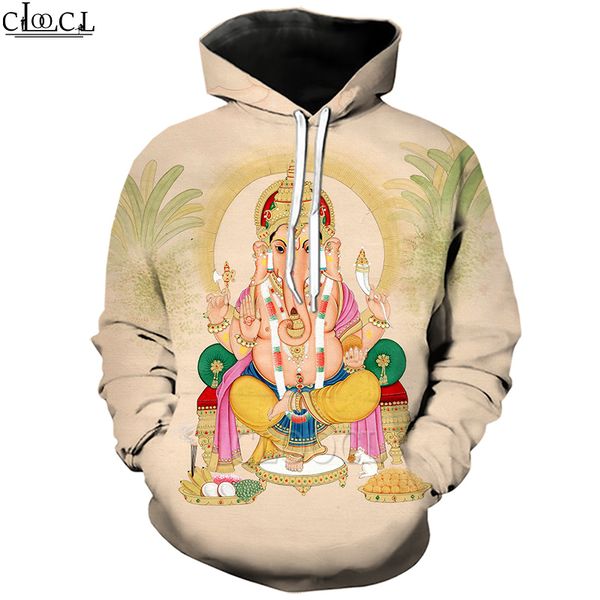 

cloocl hinduism god lord ganesha hoodie men clothing 3d print hoodies sweatshirt men women casual hip hop streetwear sportswear, Black