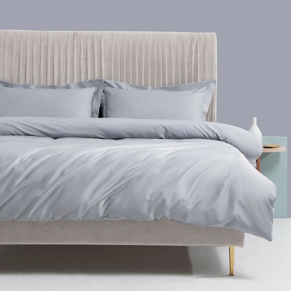 

100%egyptian cotton bed sheet set 1000 tc 4pcs king  white grey duvet cover fitted sheet with 2pillowcases l beddingset