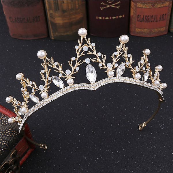 

hair clips & barrettes forseven baroque royal pricess diadem shining crystal simulated pearls tiaras crown wedding jewelry for women noiva b, Golden;silver