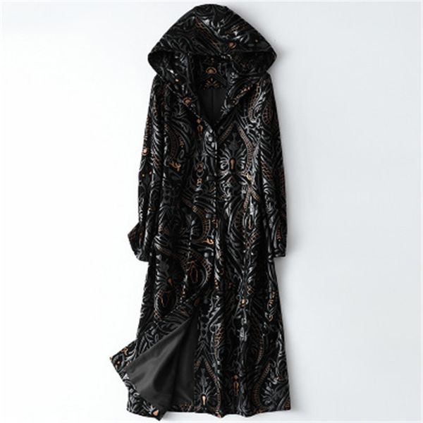

2020 женщины осень genuine real sheep leather trench h78, Black