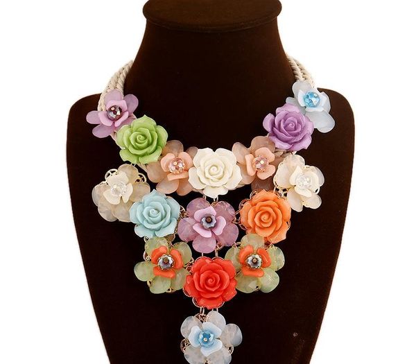 

акриловые цветы хлопок веревка тканую короткий заслуживает подействовать роль женщин ожерелья ключицы цепь accessories00, Golden;silver