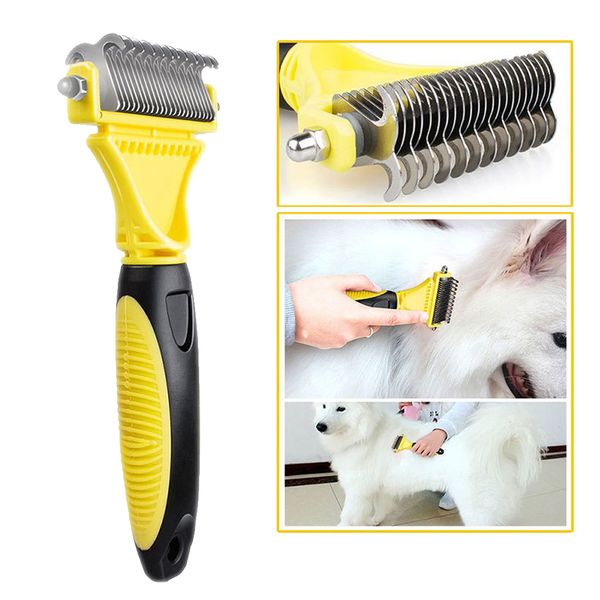 

18.5cm длина нержавеющей сталь deshedding comb грабли собаки pet cat волос кардочесание кисть slicker