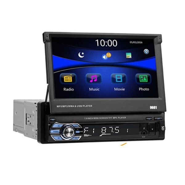 

9601 autoradio retractable 1 din 7 inch car radio hd touch screen mp5 player bluetooth radio usb tf fm sd support rear camera