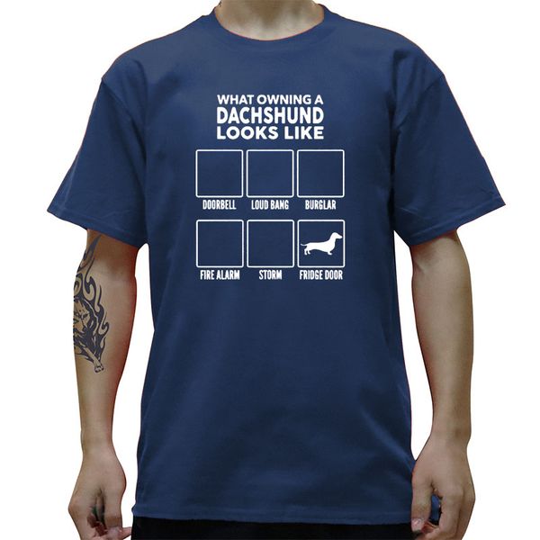 

what owning a dachshund dog looks like cotton t shirt funny hip hop tees harajuku streetwear loose o neck t-shirts men