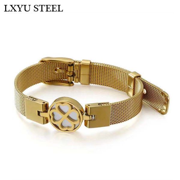 

316l stainless steel wristband bracelet for women heart shell bracelets & bangles for female party, Golden;silver