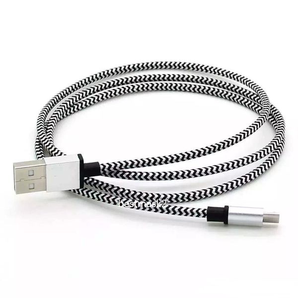 

cell phone cables fabric nylon braid micro type-c usb cable metal connector charger cable for samsung android phone