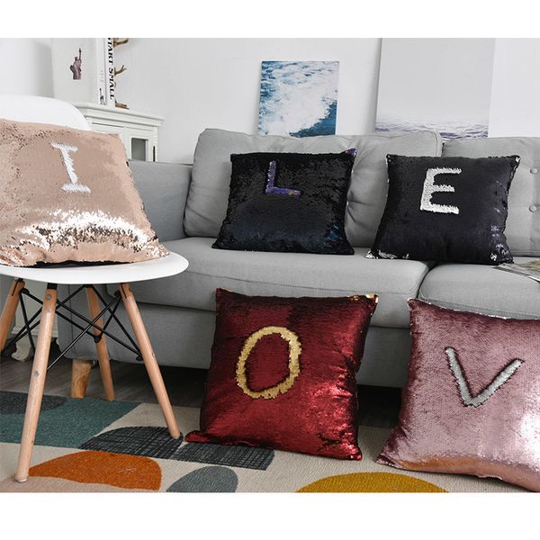 

christmas gifts happy new year fashion beauty double 40x40cm color glitter sequins throw pillow case cafe home ornamen